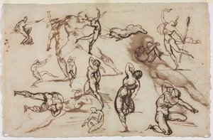 Ark med skitser (verso) af Theodore Gericault