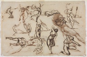 Ark med skitser (bagside) af Theodore Gericault
