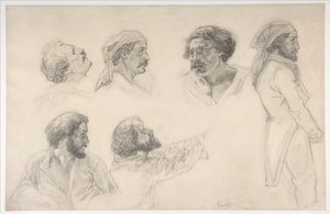 Seks studier til Corréard og Savigny i »Medusa-flåden« af Theodore Gericault