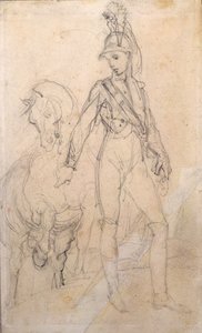 Studie af en dragon og hans hest af Theodore Gericault