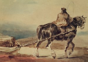 The Barge Horse (blyant og akvarel på papir) af Theodore Gericault