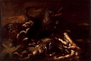Hippolytus død (olie på lærred) af Theodore Gericault