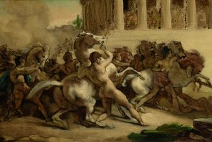 The Race of the Riderless Horses, 1817 (olie og pen og blæk på papir lagt på lærred)