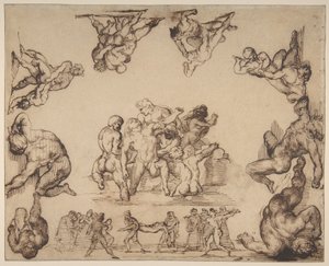 Redningen af en druknet mand (forsiden); Studie af en hest (bagsiden) af Theodore Gericault
