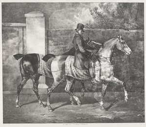 To heste, der trænes af en jockey af Theodore Gericault