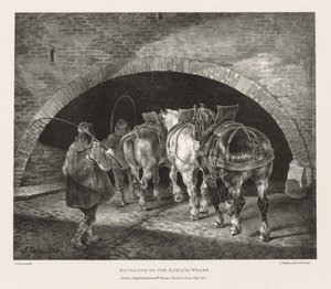 Forskellige emner tegnet fra livet og på sten: Indgangen til Adelphi Wharf, 1821. af Theodore Gericault