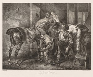 Forskellige emner tegnet af livet og på sten: Den engelske beslagsmed af Theodore Gericault