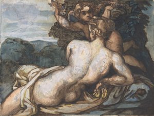 Venus og Amor i et Landskab, efter Annibale Carracci recto, 1816-17. af Theodore Gericault