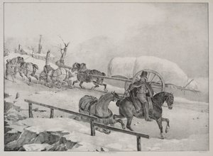 Vognmand, der klatrer på en bakke af Theodore Gericault