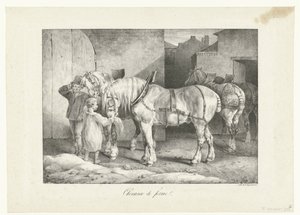 Werkpaarden Gårdsheste (titel på objekt) Fire forskellige emner (serietitel) af Theodore Gericault