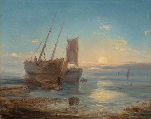 Både på stranden ved lavvande