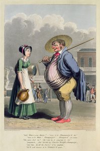 Annonce for Charles Wrights Champagne, indgraveret af George Hunt, ca. 1827 (farvet radering)