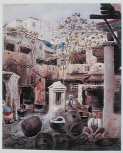 A Farveri, Rue du Divan, Algier. ca. 1835 (akvarel på papir)