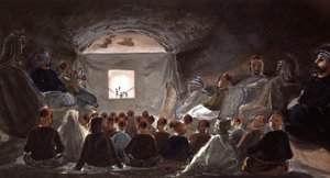 Dukketeater i en skole i Algeriet, ca. 1830 (akvarel) af Theodore Leblanc