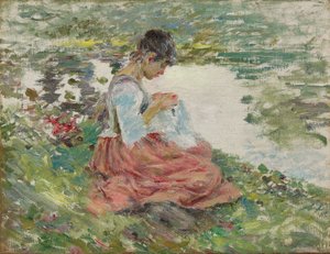 Pigesyning ved floden, ca. 1891