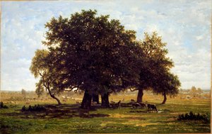 En gruppe egetræer, Apremont (Olie på lærred