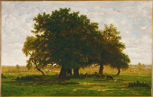 Groupe de chenes, Apremont En gruppe egetræer, Apremont, Frankrig ...