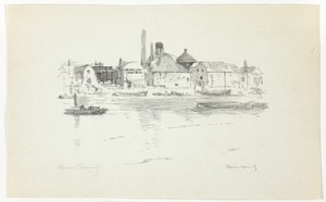 Battersea fra floden, lavvande af Theodore Roussel