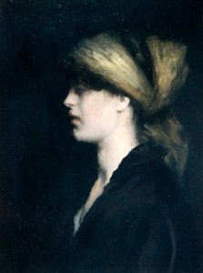 Chiaroscuro, en profil, det gyldne tørklæde, ca. 1900 (olie på lærred)