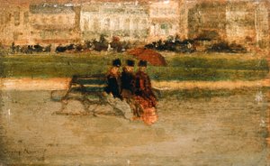 Ladies Seated on a beach at Cannes (olie på plade)