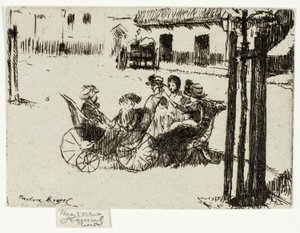 Små piger og barnevogne, Chelsea Embankment af Theodore Roussel