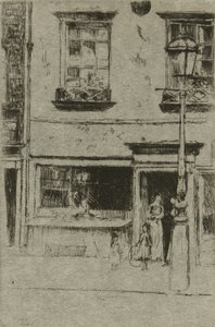 The Little Fish Shop, Chelsea Embankment af Theodore Roussel