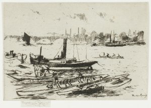 Steam Launch, Chelsea Embankment af Theodore Roussel