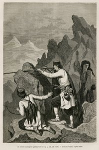 De montenegrinske soldater under aktionen, under krigen i 1876, hvor Serbien og Montenegro erklærede krig mod det osmanniske Tyrkiet, tegnet af Valerio, for at illustrere rejsen til Montenegro i 1874 af Charles Yriarte (1832-1898). Gravering i Le tour