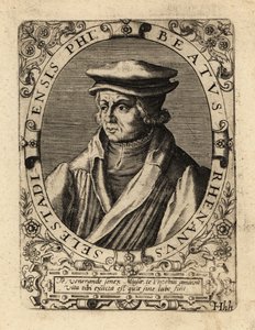Salige Bild, tysk humanist. af Theodore de Bry