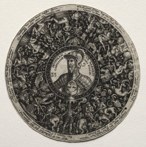 Design til et fad med medaljoner, ca. 1558. af Theodore de Bry