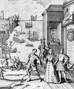 Afsked med Columbus med Ferdinand og Isabella, fra 
