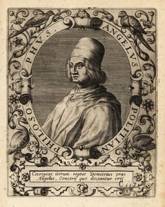 Poliziano, italiensk klassisk lærd. af Theodore de Bry