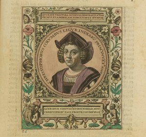 Portræt af Christopher Columbus, 1595. af Theodore de Bry