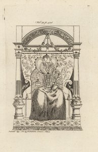 Dronning Elizabeth I af England fra et farvet glasvindue. af Theodore de Bry