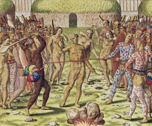 The Execution of an Enemy by the Topinambous Indians, 1562 af Theodore de Bry