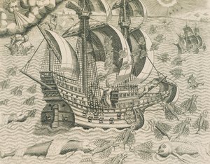 Winged Fish from the Seas of the Indies, Illustration fra American History af Theodore de Bry af Theodore de Bry