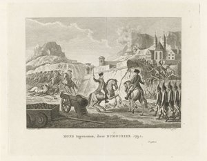 Erobringen af ​​Mons, 1792 Mons taget, af Dumourier 1792 (titel på objekt)