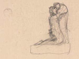 Skitse af to figurer, der omfavner (verso)