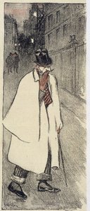 Mand på toppen og frakke går på gaden - i "" Gil Blas"" fra nov. 1894 af Théophile Alexandre Steinlen