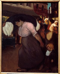 Vaskemaskinen. Maleri af Theophile Alexandre Steinlen (1859 - 1923), 20. århundrede. Olie på lærred. Vernon, Musée Poulain af Théophile Alexandre Steinlen