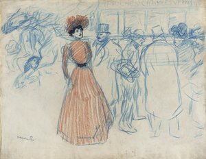 Kvinde ved busstoppestedet af Théophile Alexandre Steinlen