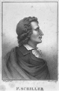 Friedrich Schiller (1759-1805) graveret af Massol (d.1831) (gravering) (bw foto)
