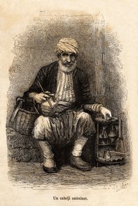 En cafésælger (cafedji), der rejser i basaren i Trebizonde (nutidens Trabzon, ved Sortehavskysten), graverer efter en tegning af fortælleren, der illustrerer en rejse til Lazistan og Armenien i 1869, af Theophile Deyrolle, udgivet i "" Le til