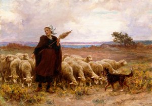 Hyrdinde med sin flok, 1907