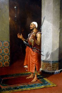 Tyrkisk vagt beder, slutningen af det 19.-begyndelsen af det 20. århundrede (olie på lærred) af Theophile Marie Francois Lybaert