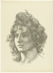 Portret af en ung kvinde Studie af en ung kvindes hoved The Trial (serietitel) af Théo van Rysselberghe