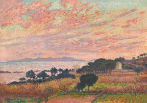 Bugten ved solnedgang Saint Clair, 1916. af Théo van Rysselberghe