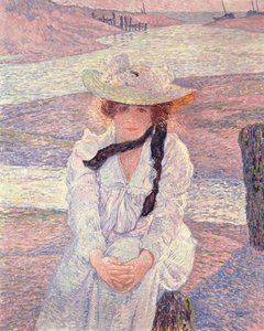 Ung kvinde på bredden af Greve å, 1901 af Théo van Rysselberghe