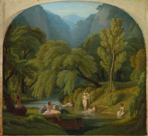 The Bathers, Souvenir of the Banks of the Anio River at Tivoli, ca. 1860-61 (olie på træpanel)