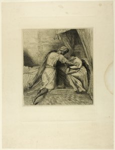 Han kvæler hende, tallerken tretten fra Othello af Théodore Chassériau